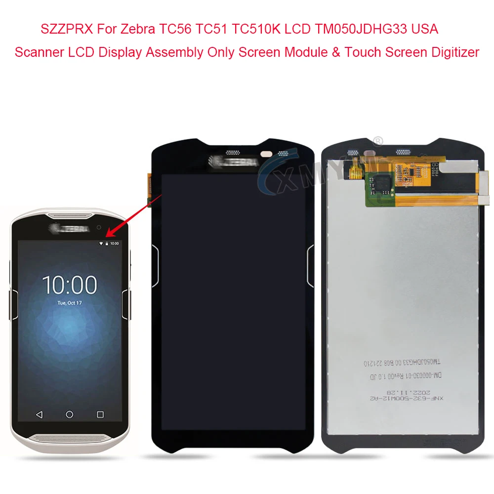 

SZZPRX For Zebra TC56 TC51 TC510K LCD TM050JDHG33 USA Scanner LCD Display Assembly Only Screen Module & Touch Screen Digitizer
