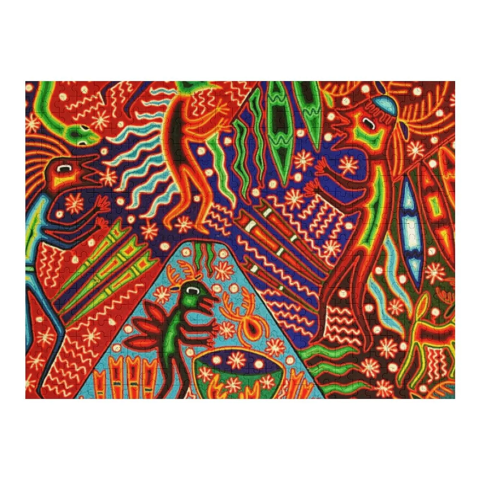 

Mexican Colorful Huichol | Mexican Blanket Design | Large Cozy King Size | Vintage Folk Art - Jigsaw Puzzle Game Children Puzzle