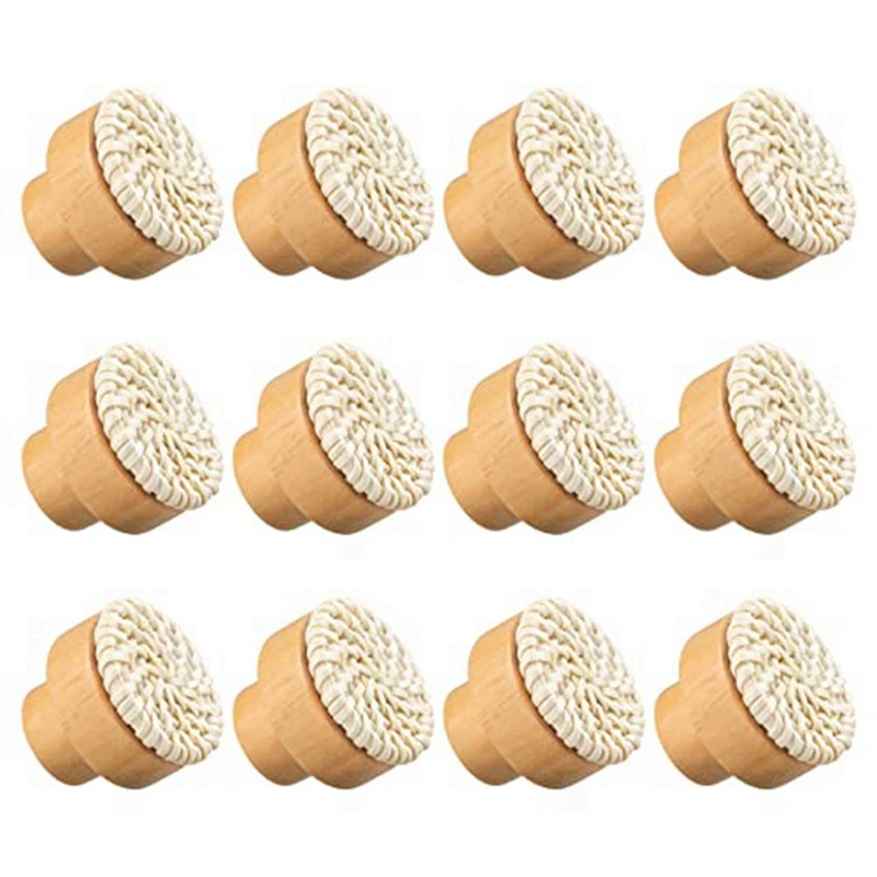 

24 Pieces 35Mm Boho Dresser Knobs Rattan Knobs Wood Drawer Knobs Round Wooden Dresser Handles With Screws,White