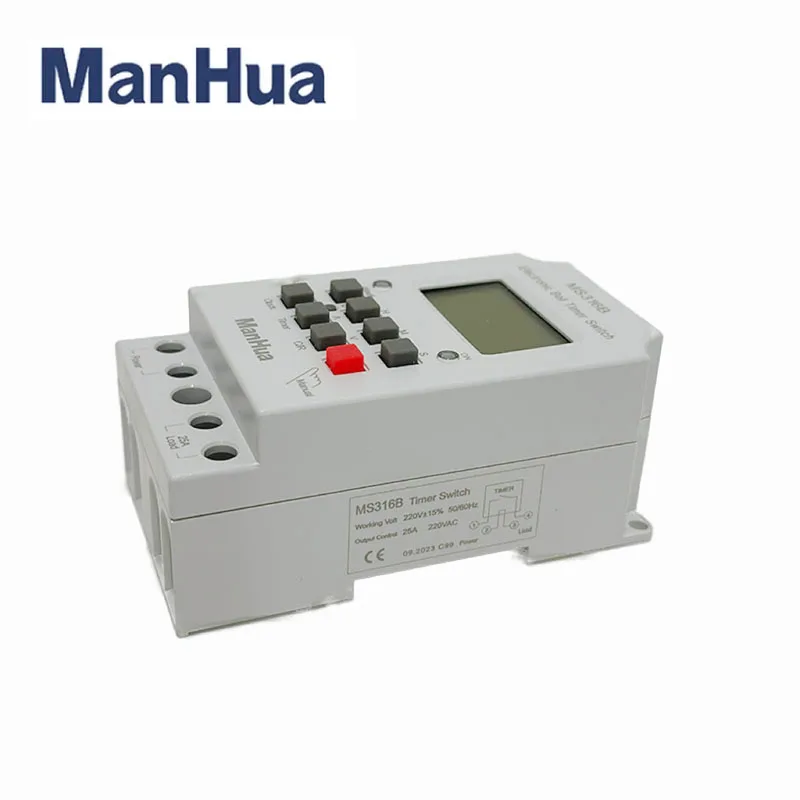 ManHua 220VAC 25A MS316B with cover weekly Programmable 99 ON Duration 23hours 59 Seconds With LCD Display School Bell Timer 5