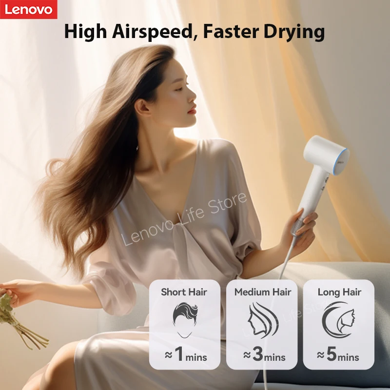 Lenovo ThinkPlus High Speed Hair Dryer 1600W 110000 RPM Strong Wind Quick Drying Professional Hair Care Negative Ion hair dryer