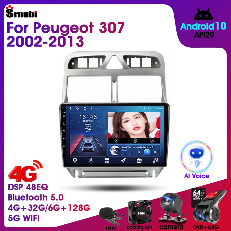 8G+128G AI Voice Carplay 4G-LTE Autoradio for Peugeot 307 SW 307CC 307SW  2002 - 2013 Car Radio 2 Din Android Auto Multimedia GPS - AliExpress