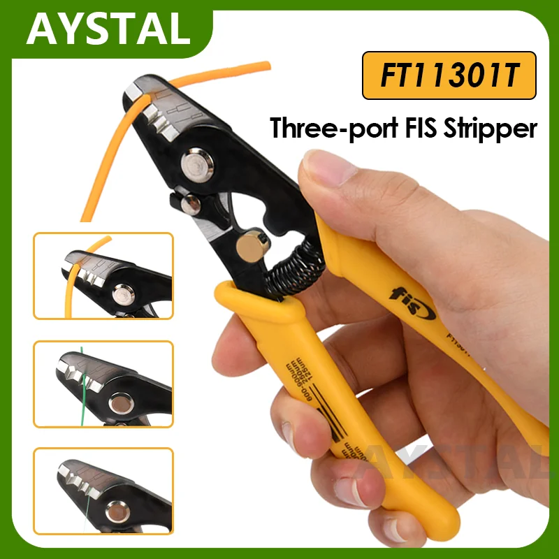 3 Hole Optical Fiber Stripper FIS Optic Wire Cable Stripping Tools Fiber Cutting Pliers FT11301T Stripper KS-K2 Kevlar Scissor 3 in 1 multi function wire stripper peeling pliers cable cutter fiber optic cable cutting pliers