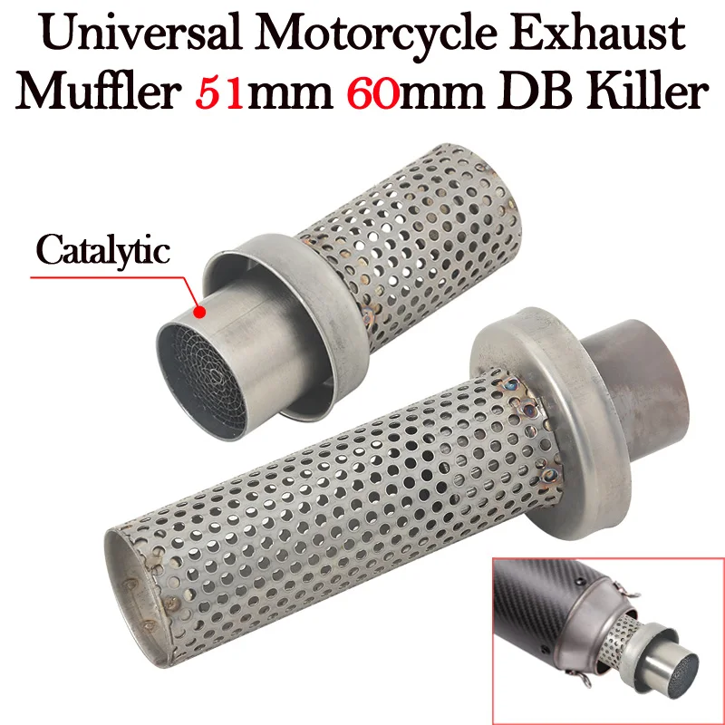 

50.8mm 60mm Motorcycle Yoshimura Exhaust Silencer Universal Muffler DB Killer Arrester Escape Moto Mesh Catalyst Damper Dit Bike
