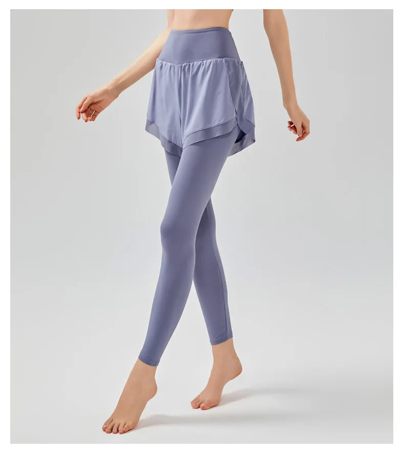 Frauen fälschen zweiteilige Leggings nahtlose Leggings mit Tasche hohe Taille elastische Hose Outdoor Fitness Butt Lift Yoga Strumpfhose – Detail 13