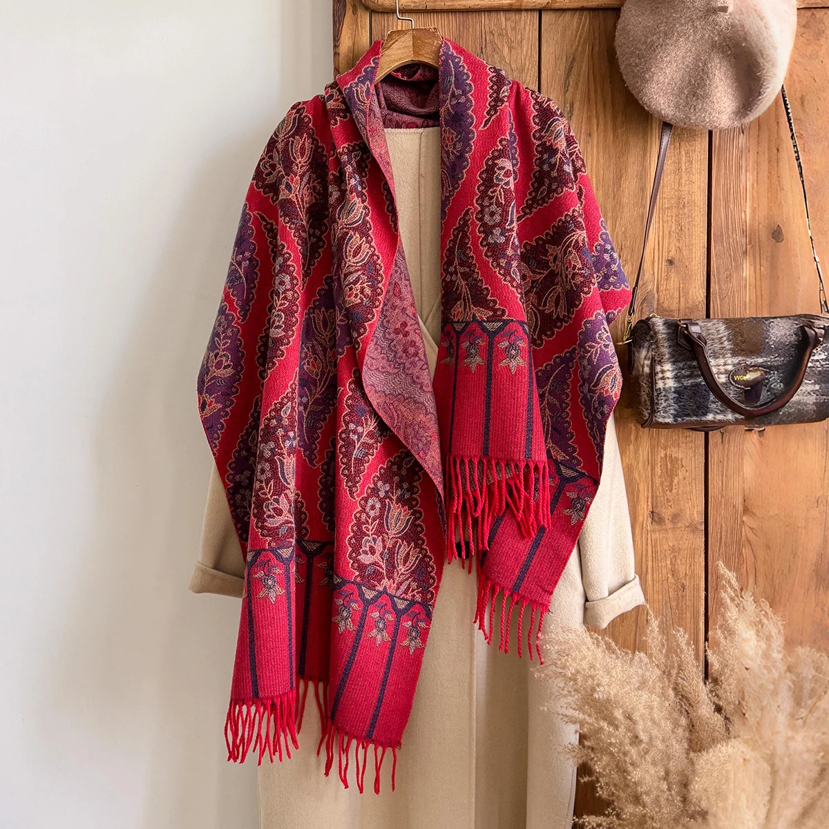 2025 Luxury Brand Winter Cashmere Scarf for Women - Tasseled Grid Printed Shawl, Warm Pashmina Wrap & Foulard Poncho