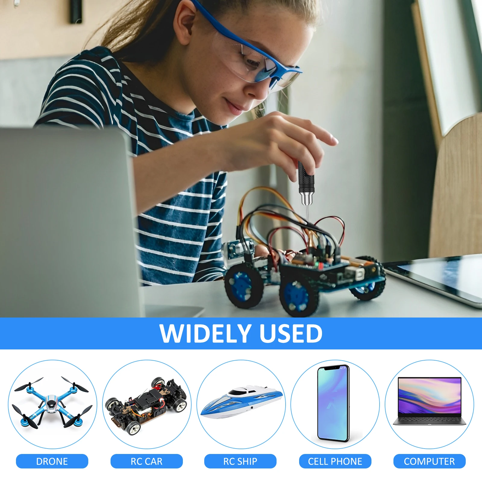 Kit 7 tournevis hexagonaux RC + clé douille - Outils entretien voiture télécommandée