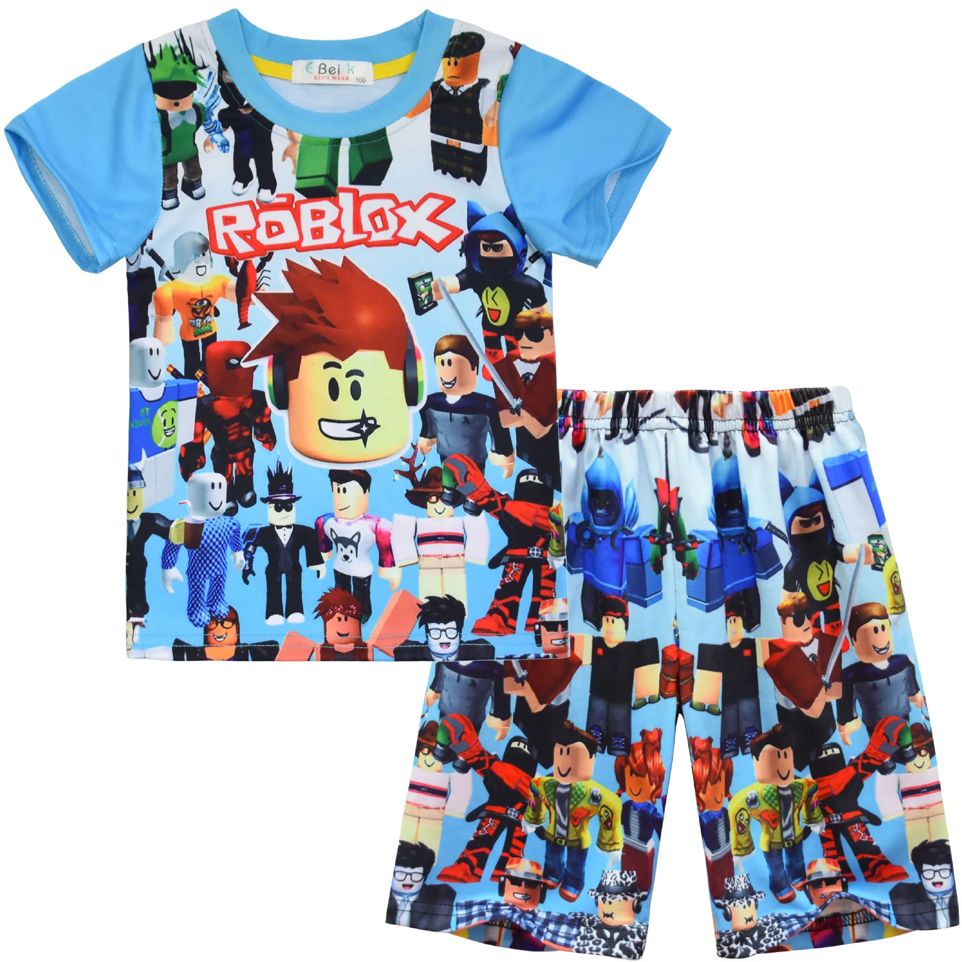 Roblox-camiseta e chapéu de duas peças de manga curta, terno de duas peças,  periférico de jogo, algodão fino, meninos e meninas, melhor presente, novo  - AliExpress