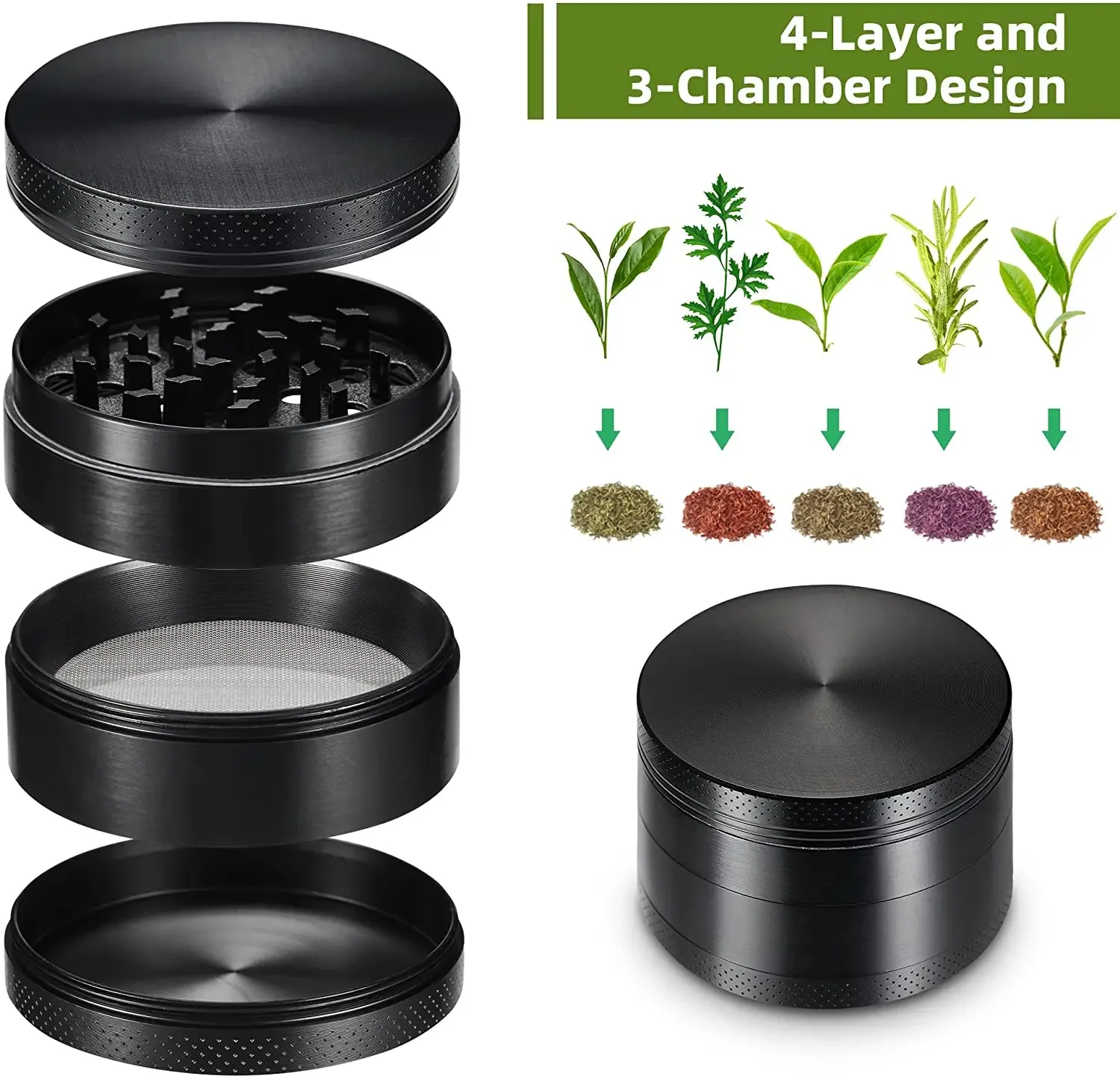 40mm 4-Layer Aluminum Herbal Herb Tobacco Grinders for Smoking Metal Tobacco Cutting Pipe Accessories Pipes Herb Mills