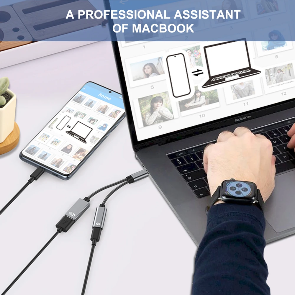 PD 60W 타입 C to USB 어댑터 USB-C OTG 2 in 1 컨버터 블루투스 마우스 키보드 연장용