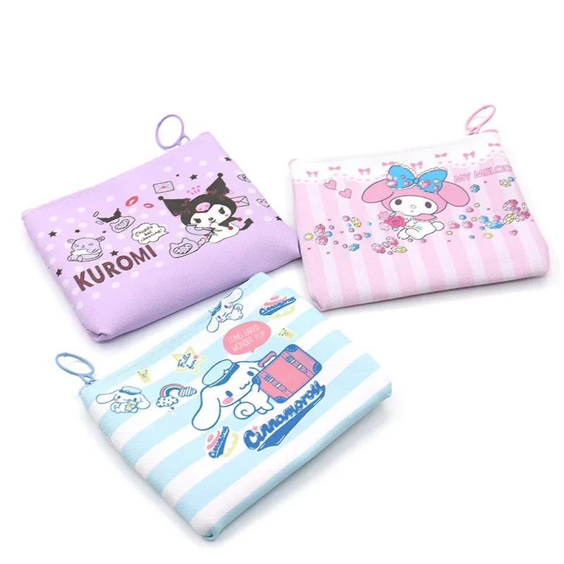 2024 Sanrio Роскошный кошелек для женщин дизайнерский бренд знаменитый Kawaii Melody Kuromi Cinnamoroll на молнии маленький кошелек для монет для девочек