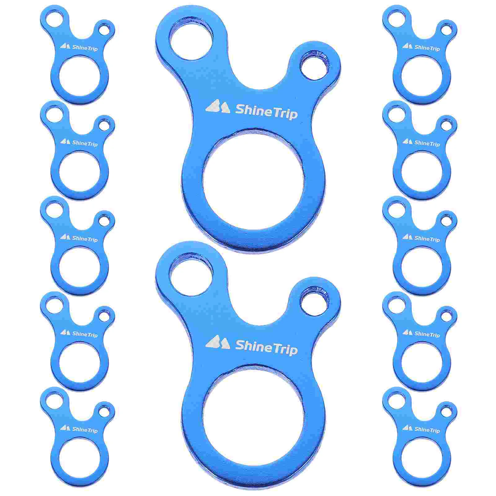 

12pcs Tent Rope Tensioner Aluminum Alloy 3 Hole Guyline Cord Adjuster Buckle Canopy Tightening Hooks For Hiking Camping ( Blue )