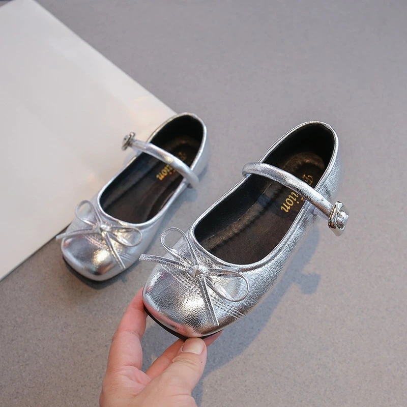 2025 Spring Autumn Girls Princess Leather Shoes Fashion Kids Mary Janes Simple Classic with Bow-knot Chic Size 26-37 Brand New