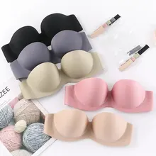 

Women Sexy Strapless Bra Invisible Push Up Bras Underwear Seamless Solid Without Straps Bralette Non Trace Lingerie ABCDE Cup