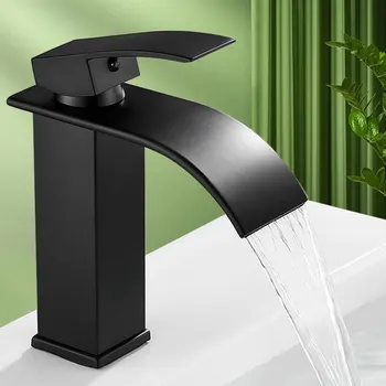 Rubinetto per lavabo a cascata con nucleo in rame per bagno Lavabo da cucina in acciaio inossidabile Rubinetto a doppio controllo caldo e freddo 1
