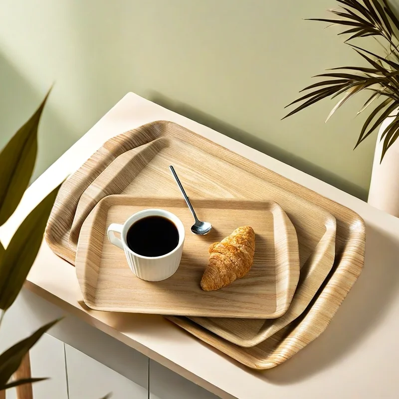 Wooden Tray Cake Bread Tray Put Water Cup Flat Tray Household Kitchen Storage Tray 3