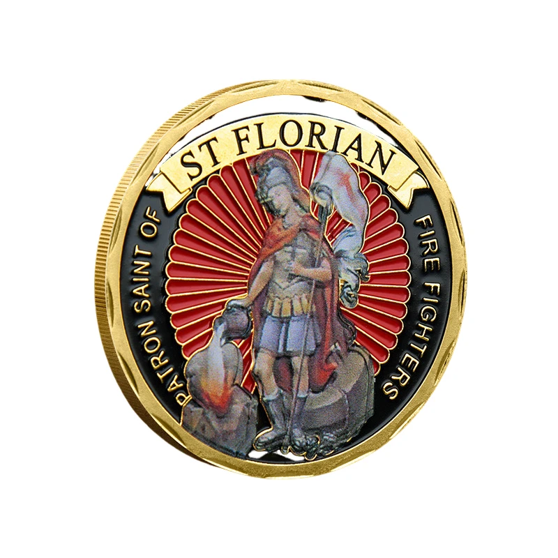 

St. Florian Patron Saint of Firefighters Challenge Coin United States Prayer