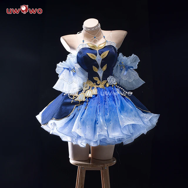 UWOWO Genshin Impact Fanart Focalors Lily of the Valley Balll Gownn Dress Cosplay Costume 5