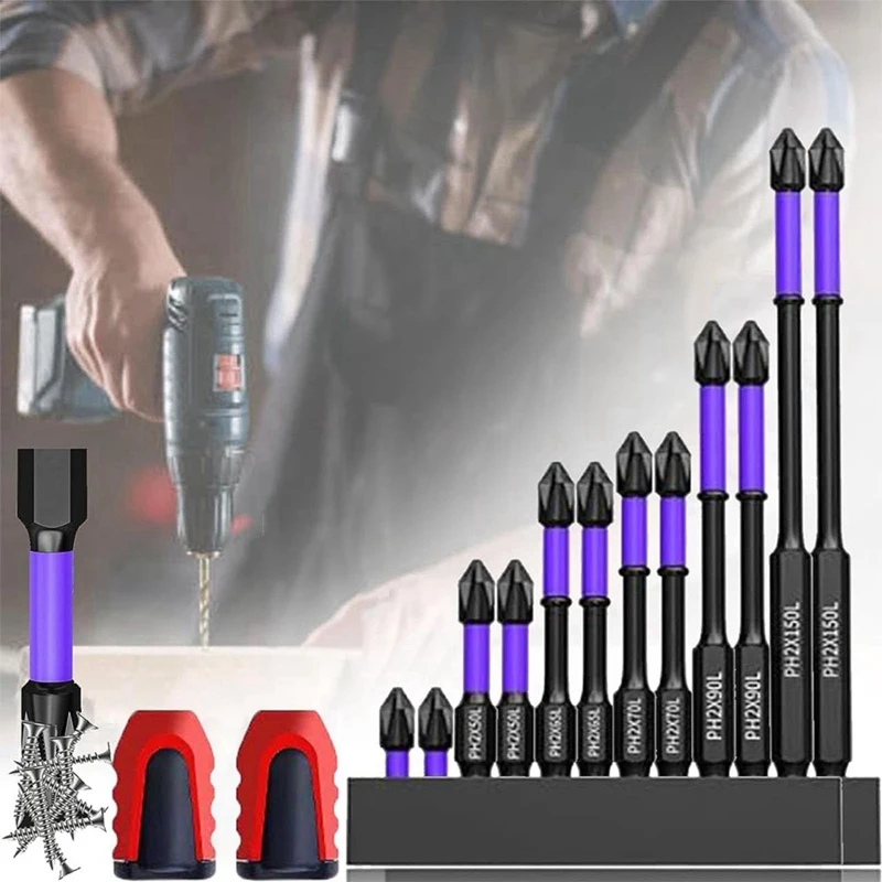 

Upgraded High Hardness And Strong Magnetic Bit Set Kit Anti-Shock Strong Magnetic Non-Slip Bits Kit Drill Screwdriver Bits