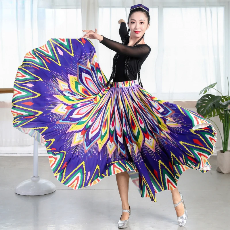 

Xinjiang Uygur Dance Performance Dress Big Skirt Traditional Nations Minority Hmong Festival Dance Ethnic Costumes Folk Dance