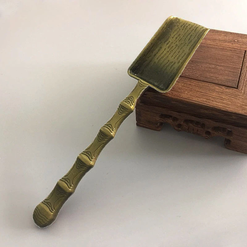 Tea Spoons Camping Utensils Set Retro Metal Chinese Tea Scoop Spoon Teaspoon Tea Set Shovel Leaves Chooser Holder Ceremony Utensils Accessories Tool