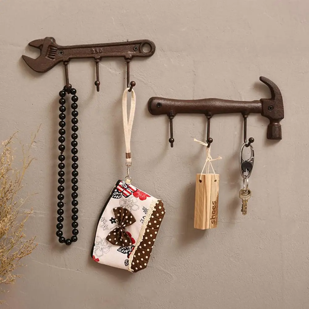 

Vintage Wall Hook Hanger Clothes Hanger Key Rack Industrial Style Spanner Shape Iron Farmhouse Decor Hook Holder Garden Supplies