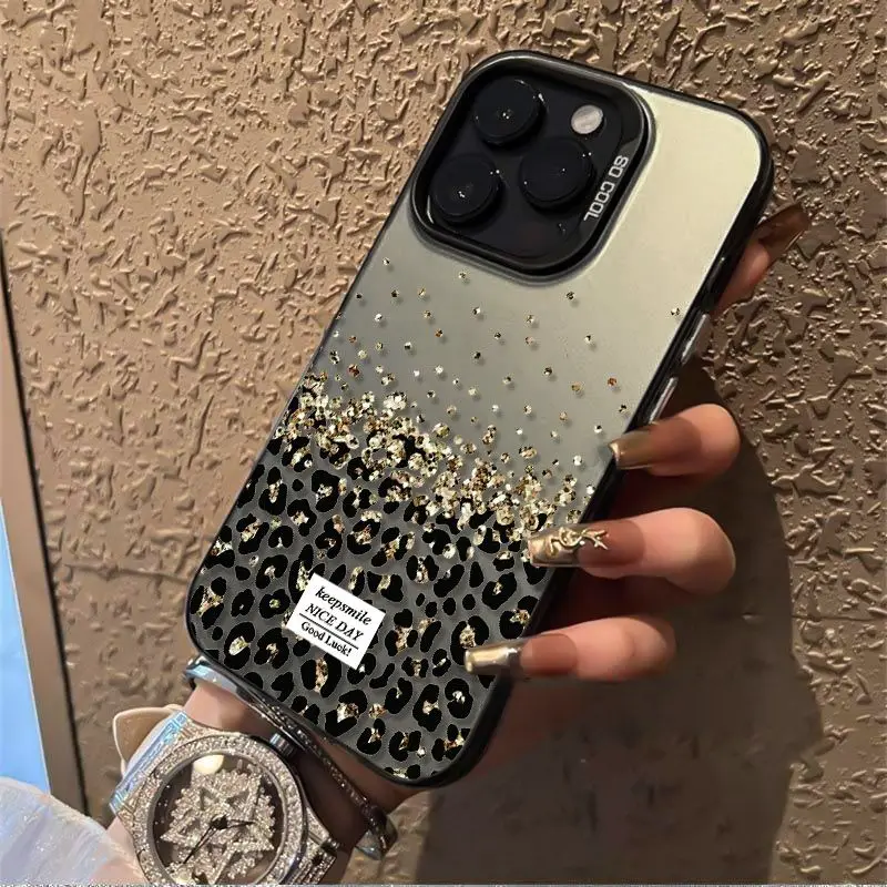 Golden Particle Leopard Phone Case - Elegant and Durable Cover