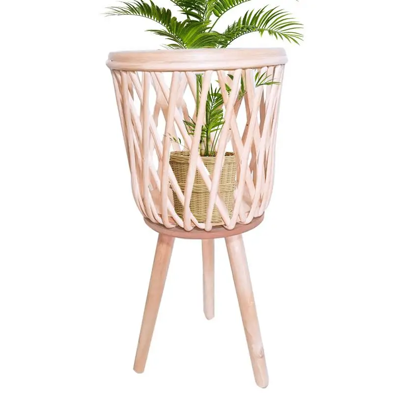 

Rattan Flower Pot With Stand Boho Plant Stand Sturdy Rattan Plant Pot With Legs Boho Display Floor Flowerpot Basket Planter For