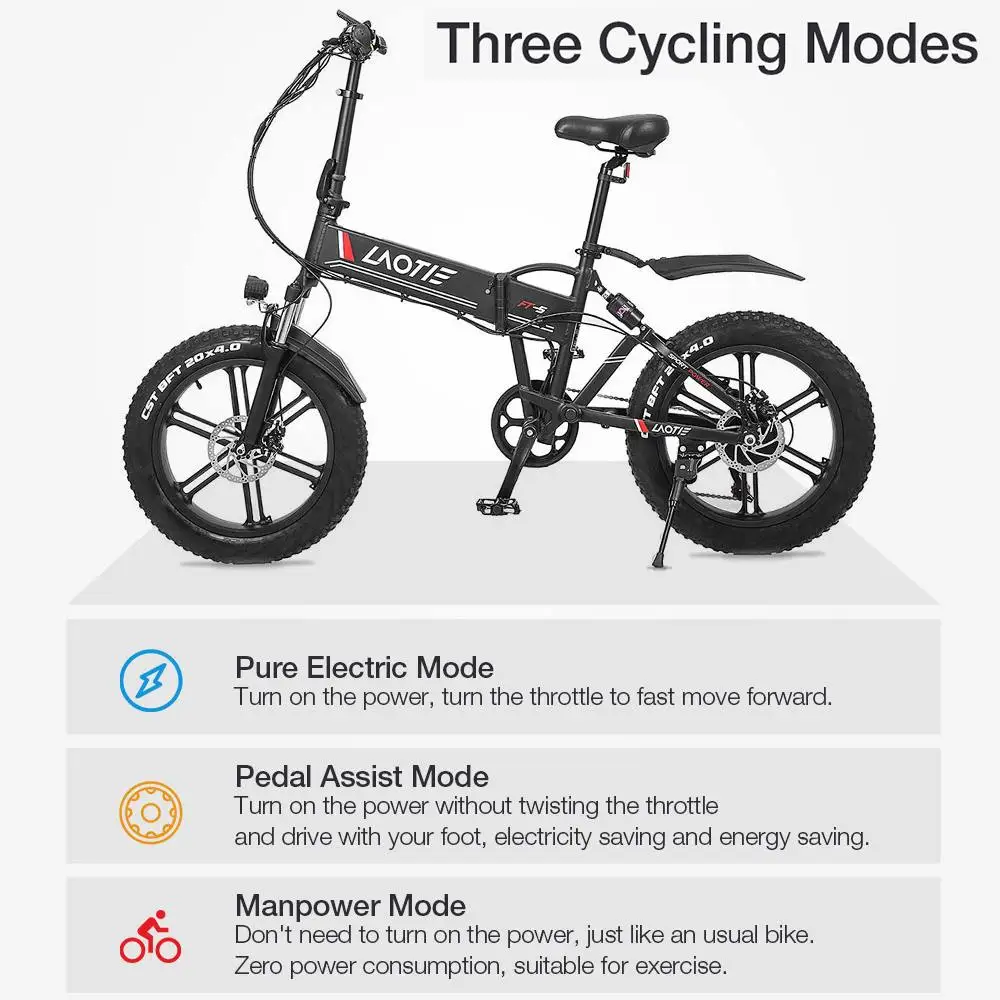 Laotie Ft5 Electric Bike 500w 48v 12.8ah Battery 35km/h Foldable E Bike  7-mountain Bike Electric Bicycle 20in Fat Tire Eu Plug - Electric Bicycle -  AliExpress