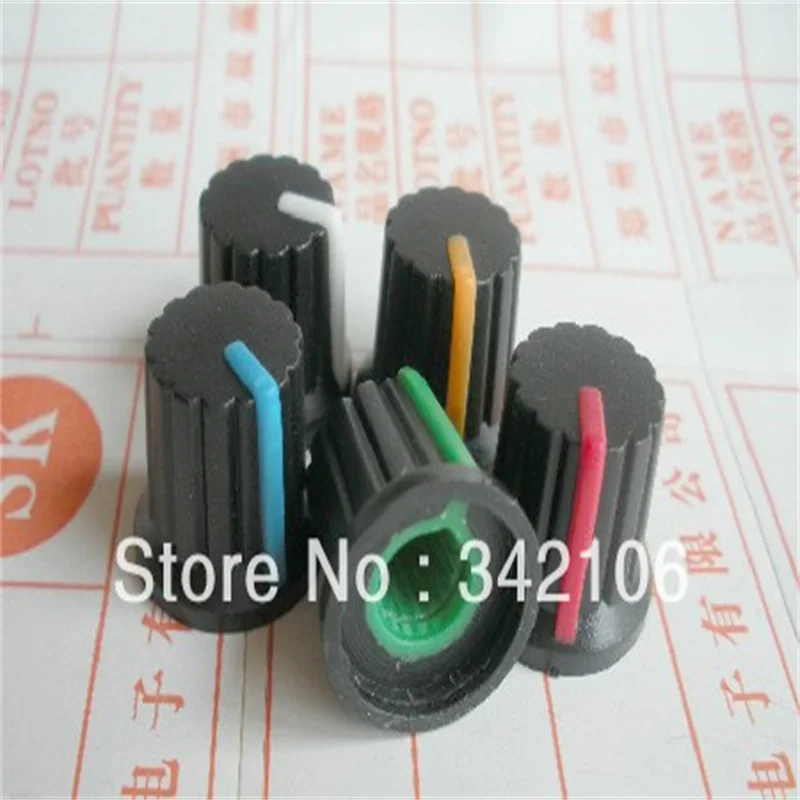 Potentiometer Knob Switch Cap, Black Button Colors, Diameter 6mm Diameter 15mm * 15mm High,100pcs