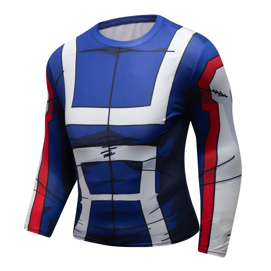 Économie College en 3D Anime pour hommes, chemises de compression, t-shirts à manches longues, t-shirts de fitness, t-shirt 3
