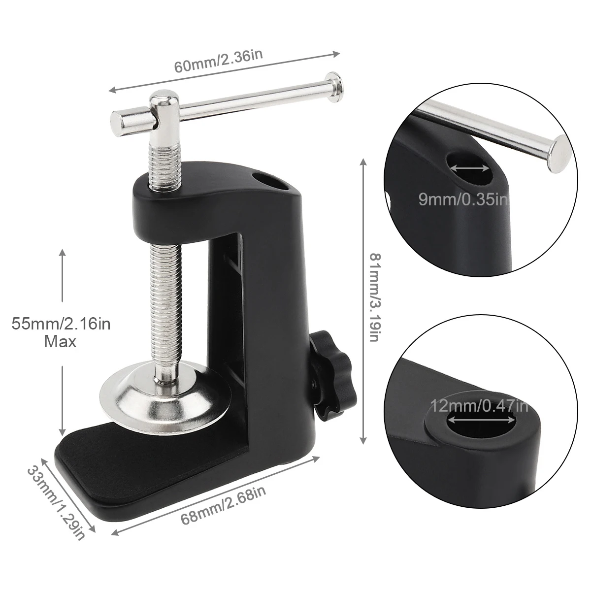 Universal Desk Lamp Clamp C-Shape Table Mount Clamp Aluminum Alloy Mounting Holder Table Light /Microphone /Camera lamp bulb holder