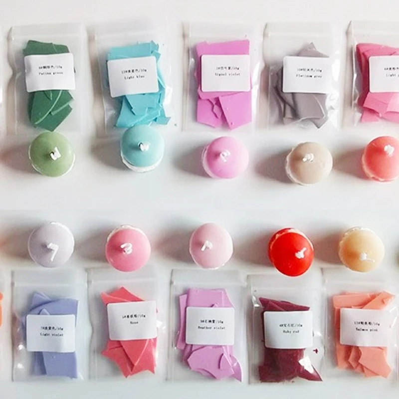 Description Picture 2 of item10/Bag Flake Wax Candle Dye Soybean Colorant Macaron Color Non-Toxic Soy Candle Wax Material DIY Aroma Scented Candle Making