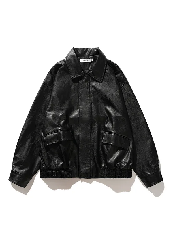 Men Japanese Style Leather Jacket Men's Trendy Brand Cool Street Trend Jackets Autumn and Winter New Men's PU Leather Jacket - 5