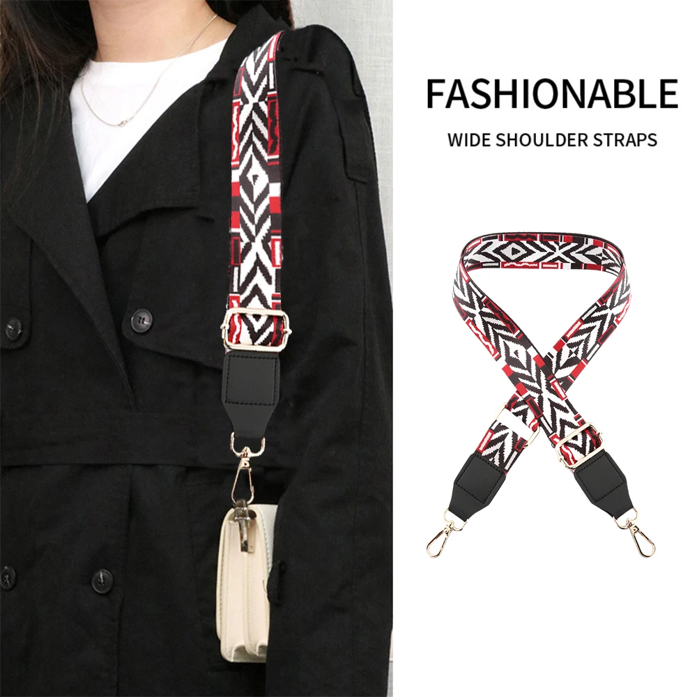 

Bag Strap Colorful Ethnic Style Pattern Series Wrapping Tape Shoulder Straps For Expansion Band Fashionable New Sling Bags Belts