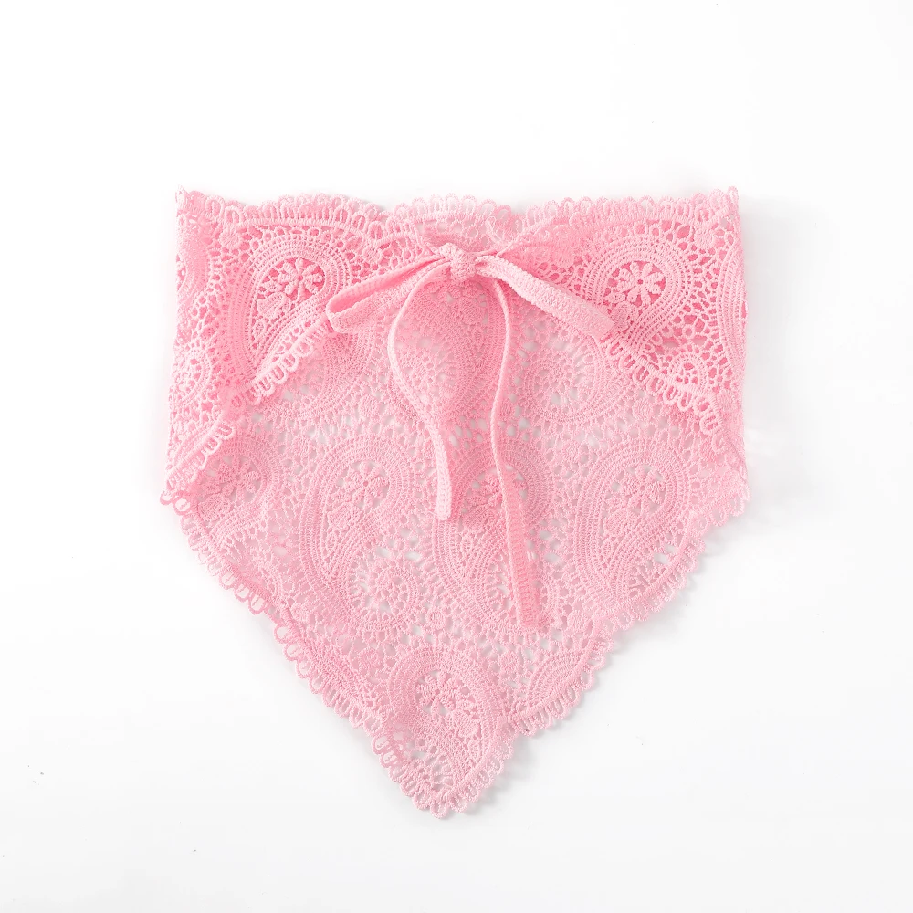 Haimeikang Summer Women Floral Headband Turban Triangular Scarf Hollow Ribbon Fashion Bandana Headwear Fashion Hair Accessories