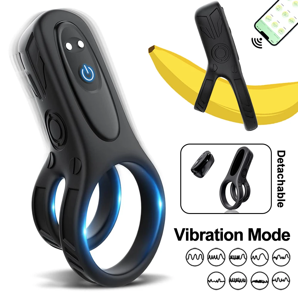 App vibrierenden Penis ring abnehmbare Kugel Vibe Sexspielzeug für Männer Penis ringe Schwanz Vibrator Klitoris Stimulation sexy Shop Produkte 1