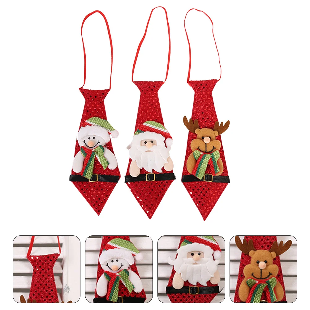 

3Pcs Durable Creative Tie Christmas Polyester Printed Tie Christmas Supplies