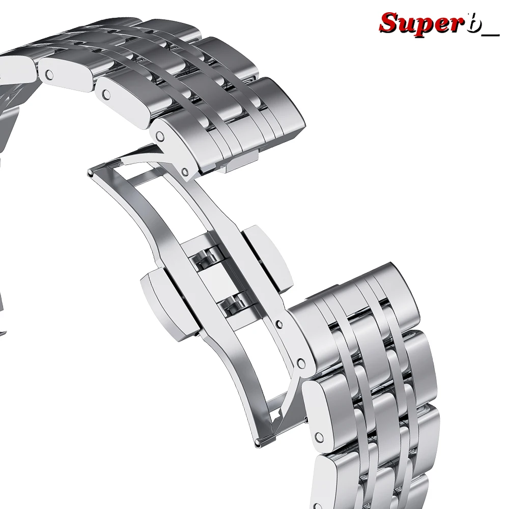 Premium Stainless Steel Smartwatch Replacement Strap - Sleek Metal Band
