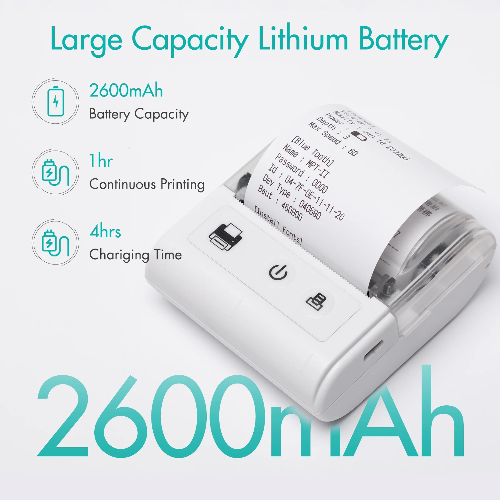 【Sale】Portable Mini Thermal Receipt Printer USB & BT Connection 2 inches 57mm Wireless Printer High Speed with 1 Roll Paper