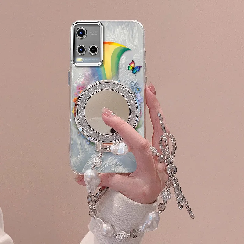 3-Piece Beautiful Rainbow Phone Case Set with Lanyard & Stand