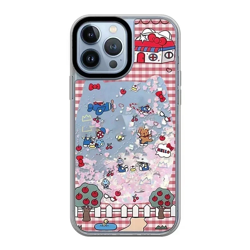 Transparent Border Quicksand Brown Cat iPhone 12 13 14 15 Pro Max Case - Protective iPhone Case