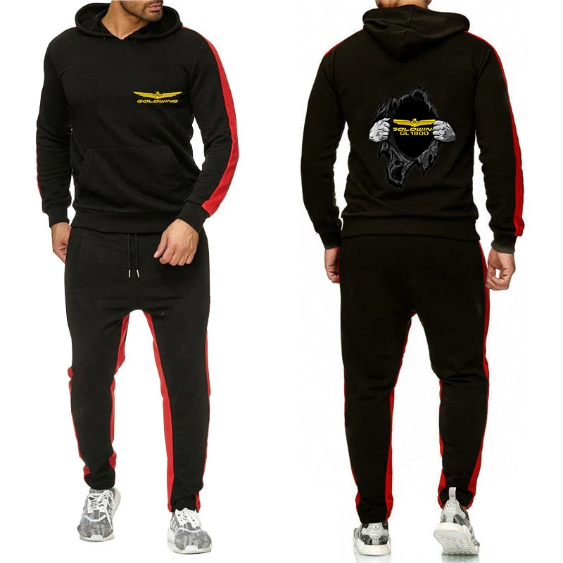 2023 new men's Golden Wing GL 1800 motorcycle fashion sweatshirt hoodie brand sweatpants cotton pants casual pullover solid colo