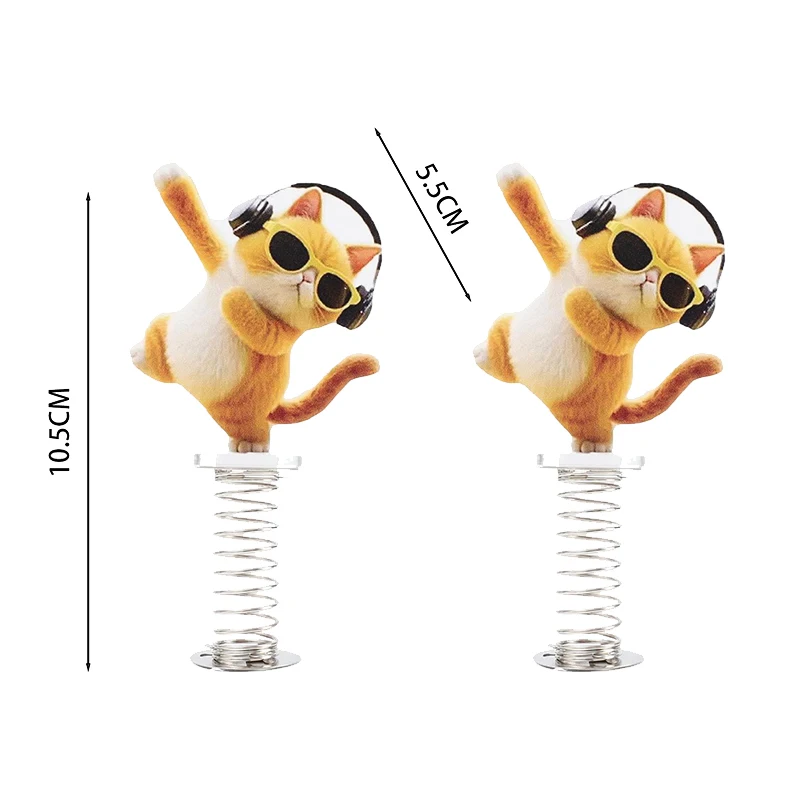 קישוט לרכב בצורת חתול דו-ממדי מאקריליק, צעצוע רוטט, קישוט פנים לרכב, בובת בובלהד, סט אביזרים חמודים