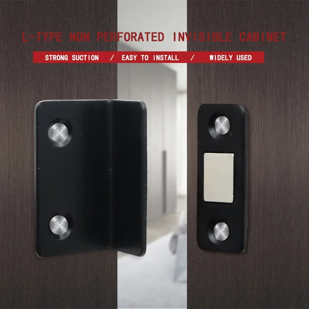 Strong Magnetic Cabinet Catches Punch Free Door Stopper Magnetic L-shaped Hidden Door Closer Home Improvement Furniture Hardware