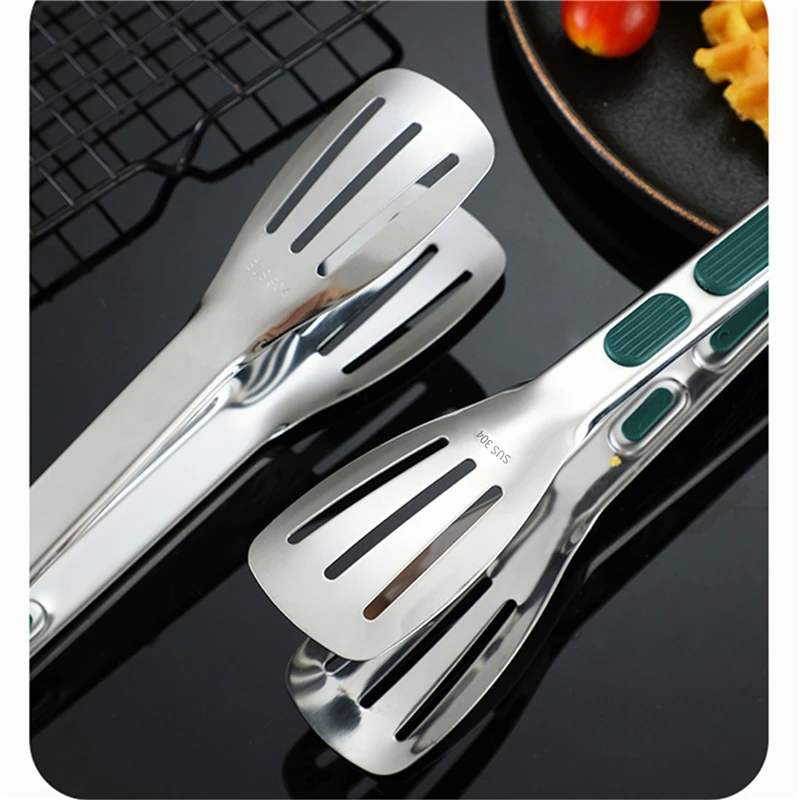 1pc Non Slip Stainless Steel Food Tongs Meat Salad Bread Clip Barbecue Grill Buffet Clamp Cooking Tools Kitchen Accessories stainless steel food tongs