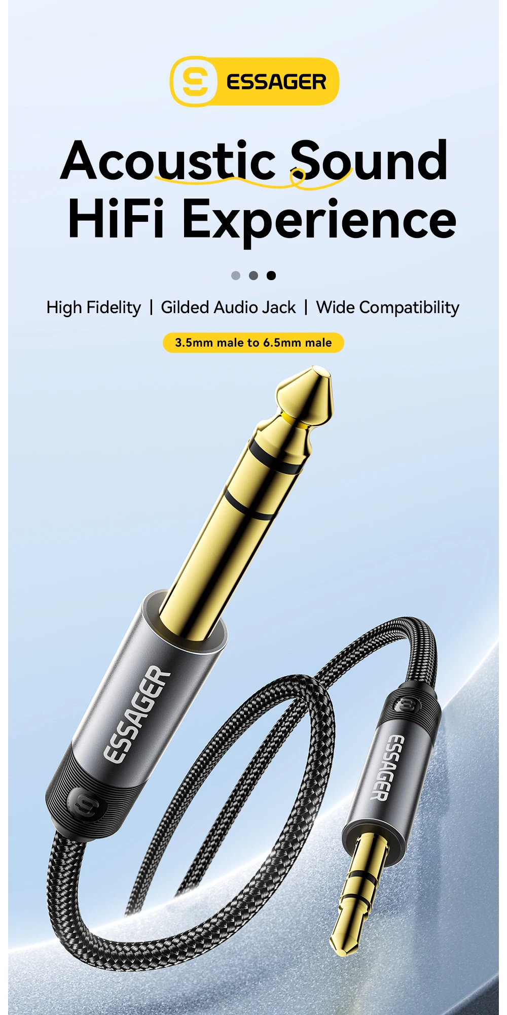 3.5mm To 6.5mm Audio Jack Cable For Computer Laptop Headsets Sound Card Cellphon