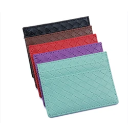 Woven Pattern Card CasePU Leather Card Case  Male And Female Card Case Wallet Solid Color Card Case Unisex Business Style