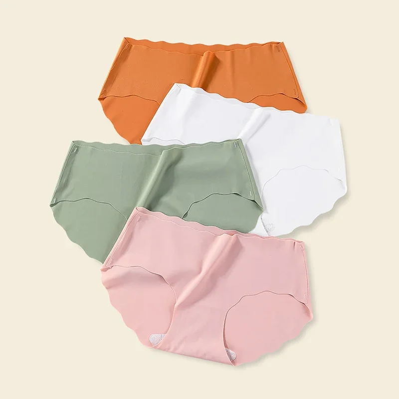 

Seamless Panties Soft Female Lingerie Briefs Underpants G String Comfort Traceless Breathable Pure Color Underwear Ice Silk Sexy