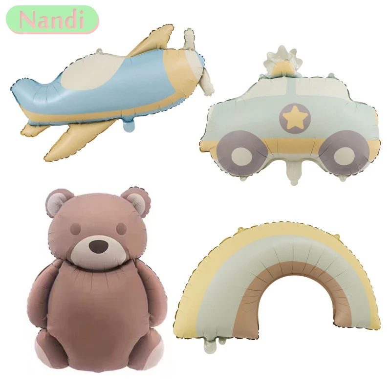 Cute Matte Balloon Rainbow Police Car Airplane Bear Birthday Balloon Party Party Scene Decoration Aluminum Film Balloon